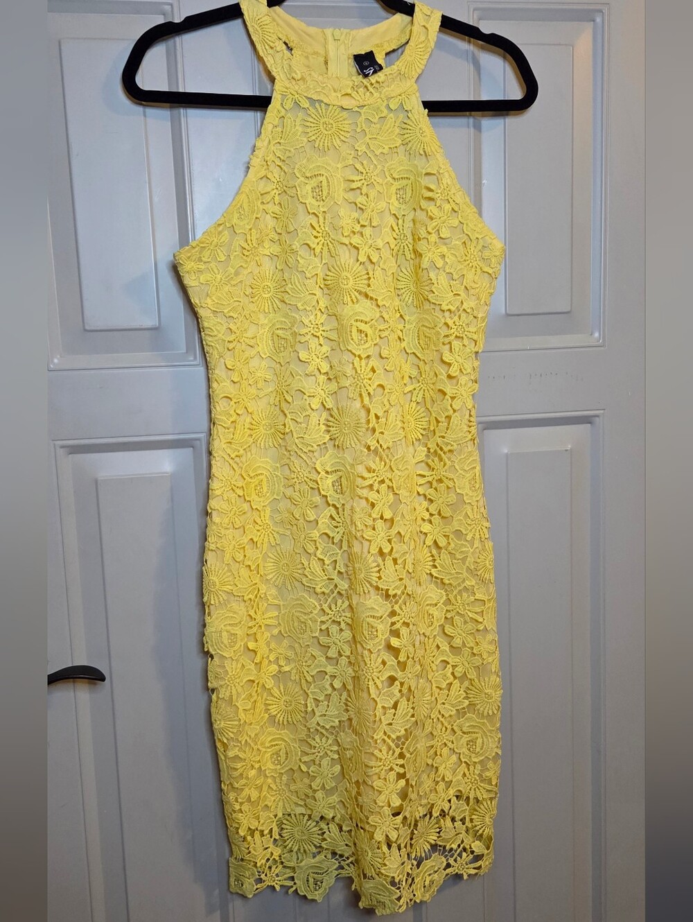 YOINS - Yellow Lace Halter Midi Dress